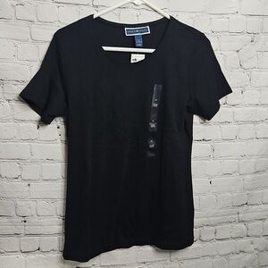 Karen Scott Stretch Black Crew Neck Short Sleeve Shirt Size Medium NWT